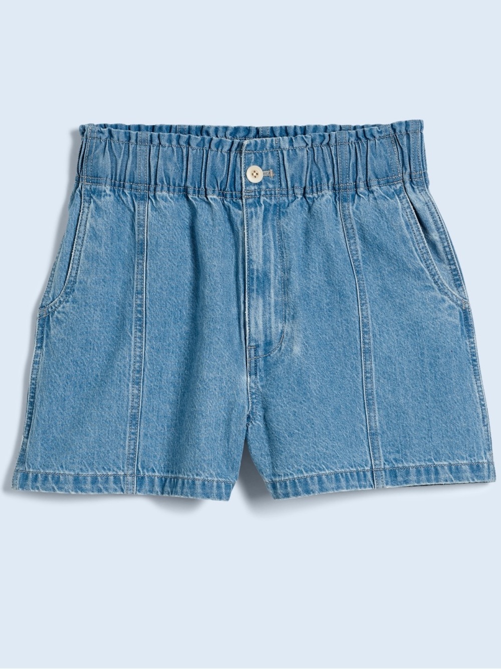 Madewell Light Blue Elastic-Waist Denim Shorts